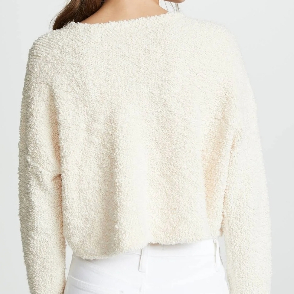 Free People Popcorn Cotton V-Neck Sweater In White Size XL - Picture 3 of 11